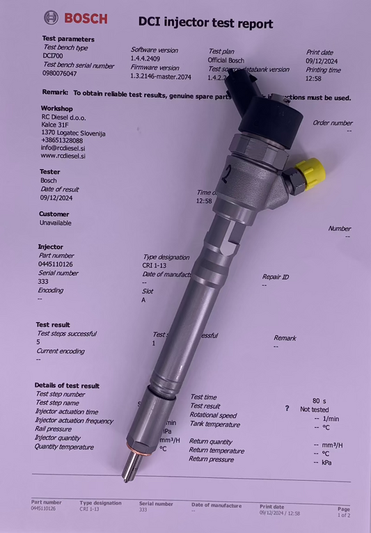 🔧🔨 POPRAVLJEN dizelski injektor 0445110126, 0445110290, 0986435174 BOSCH 🚘 HYUNDAI, KIA 1.5/ 2.0. Vzdrževanje dizelskih injektorjev/ črpalk. 📲 +38651328088.