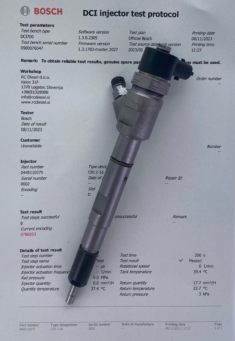 ⚒ POPRAVLJENA šoba 0445110275, 0445110274, 0986435180, 338004A500 BOSCH za HYUNDAI, KIA z novimi rezervnimi deli (vložek, matica, tesnila). Pokliči +386 51 328088.