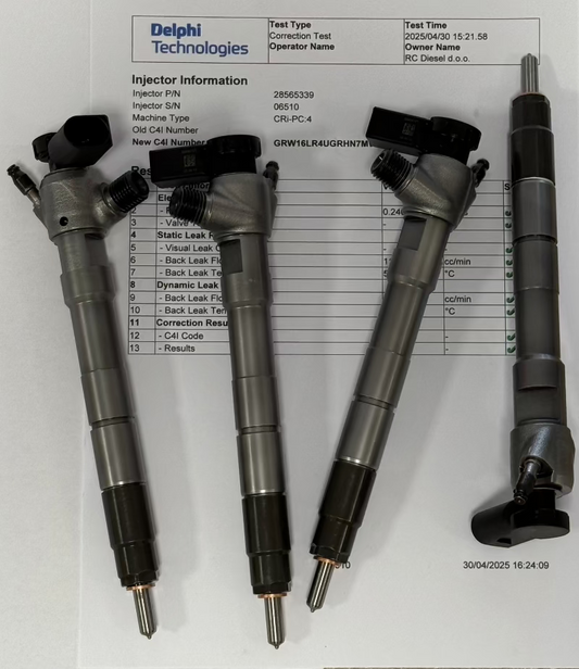 🔧 OBNOVLJEN (KOMPLET x 4 kosa) injektorjev DELPHI 28565339 28475606 28654965 za 🚙 VW. Izberite in naročite svoj injektor/ visokotlačno črpalko 📲 +386 51328088.