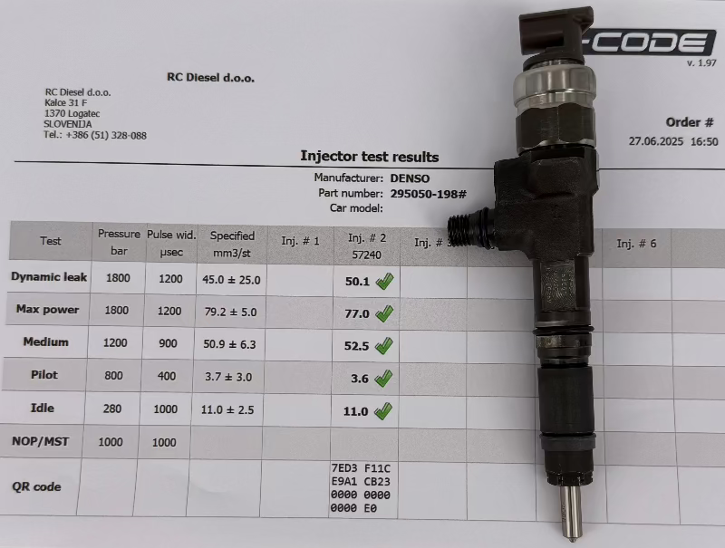 🔧 POPRAVLJEN injektor 295050-198, 1J770-53050, 1J770-53051, 1J770-53052, 295050198 DENSO za KUBOTA. Naroči vzdrževanje injektorjev in črpalk 📱+386 51 328088.