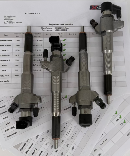 🔧🔨 POPRAVLJEN KOMPLET injektorjev 166000372R, 166000672, 166007840R, A2C335190080 CONTINENTAL / VDO za 🚘 RENAULT/ OPEL/ NISSAN. 166093282R, 166092452R, 1660000Q2H, 1660000Q2K.