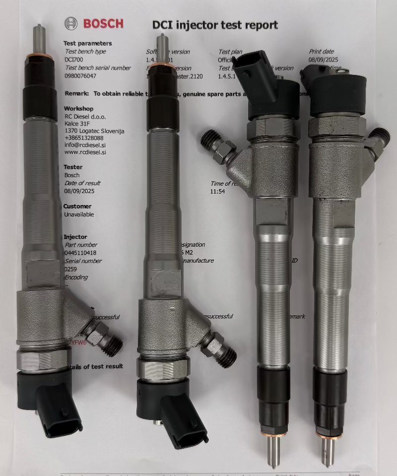 🔧 POPRAVLJEN dizelski injektor 0445110418, 0445110520, 0986435212, 504389548, 5801594342 BOSCH za 🚘 FIAT, IVECO. KOMPLET x 4 kosa. Pokliči +386 51 328088.