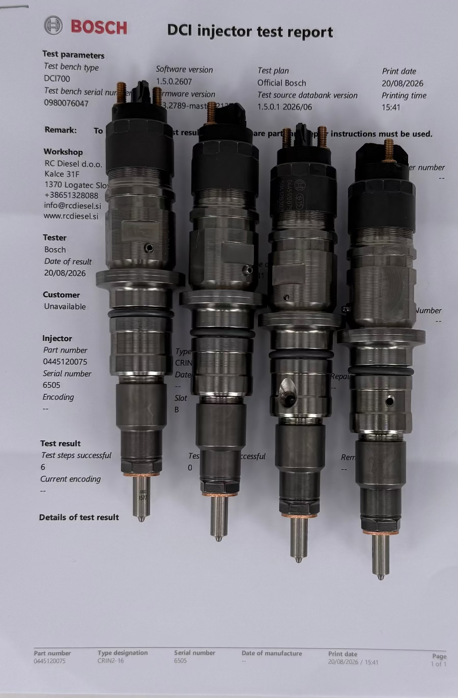 0445120075, 0986435530, 500060542, 504128307, 500061280 BOSCH IVECO injektor. POPRAVLJEN komplet x 4 kosa. Naroči +38651328088, info@rcdiesel.si.