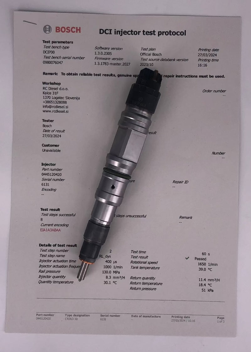 ⚒ OBNOVLJEN vbrizgalni injektor 0445120420, 0986435660, 51101006191 BOSCH za 🚚 MAN. Poskrbite za svoje šobe pri nas ☎ + 386 51 328 088.