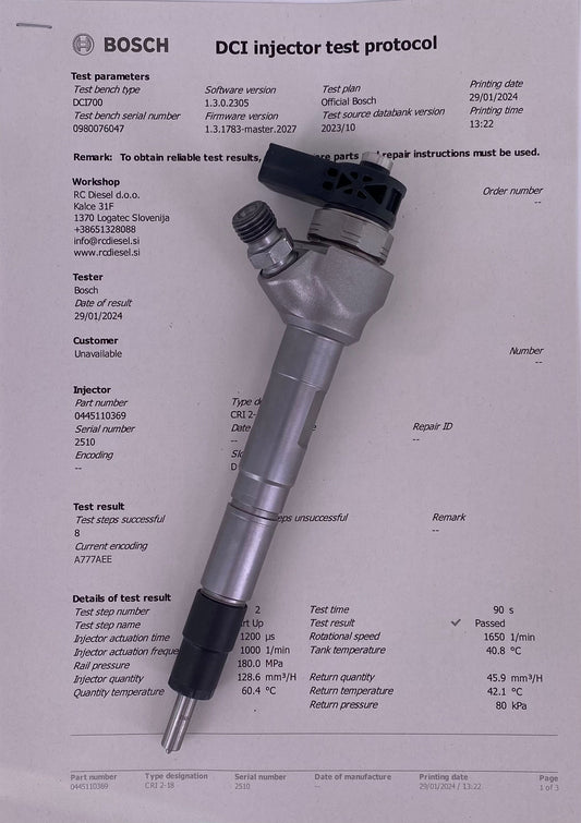 <h2><strong><span data-mce-fragment="1">📊 </span>TEST injektorja 0445110369 0445110368 0445110647 0445110646 BOSCH za 🚙 VW/ AUDI A1, A3, A4, A5, Q3, Q5, B8. 03L130277J/ 03L 130 277J/ 03L130277Q/ 03L130855CX.</strong></h2> <p>&nbsp;</p>