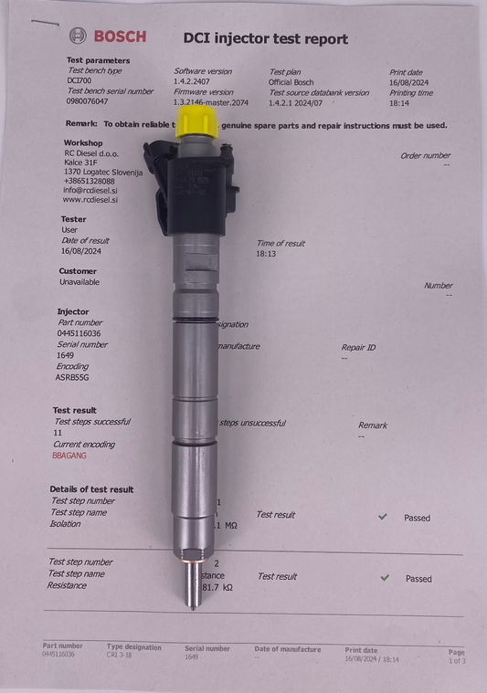 🔧 OBNOVLJENA dizelska šoba 0445116036 0445116082 0986435408 31272767 36002704 VOLVO 2.4 (KOMPLET x 5). Odločite se za pravočasen pregled injektorjev/ črpalk ➟ +38651328088.