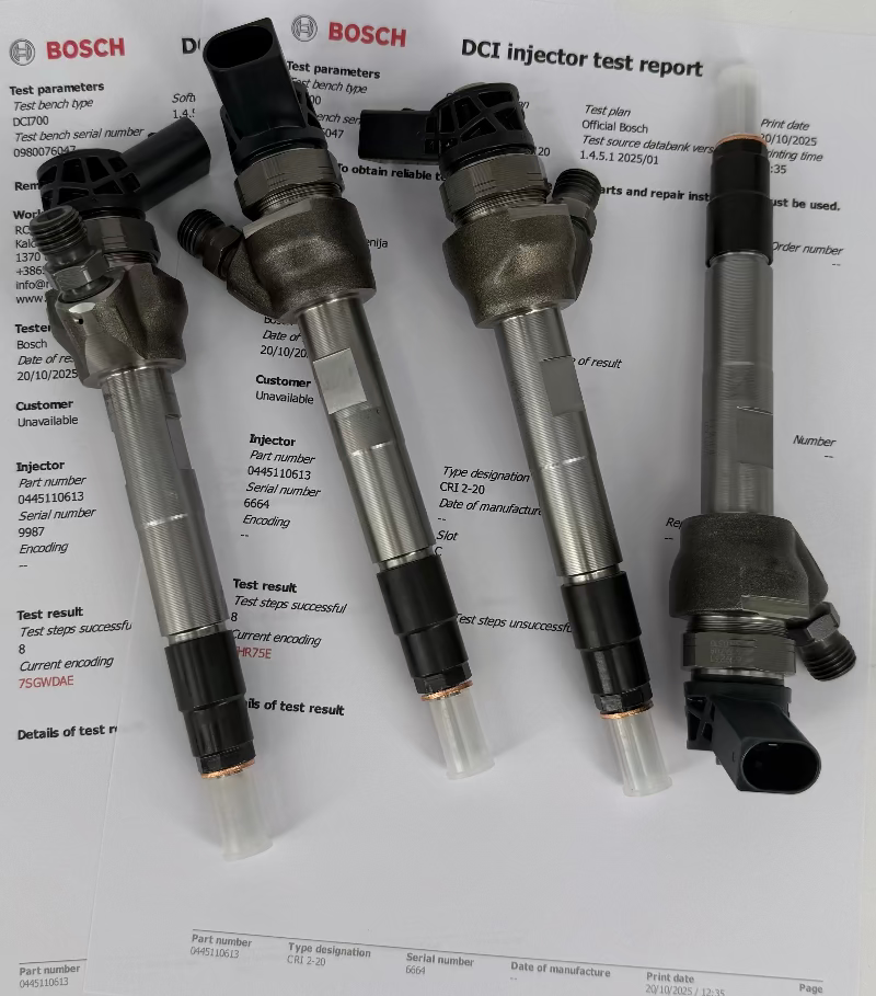 🔧 POPRAVLJEN injektor 0445110613, 0986435268, 13538514146 BOSCH za 🚙 BMW. Vzdrževanje injektorjev, čtpalk, pregled raila skupnega voda. Pokliči +386 51 328088. KOMPLET x 4 kosa.