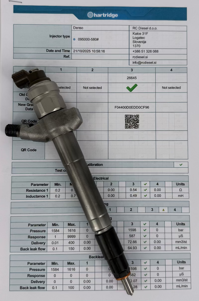 ⚒ Injektor 6C1Q9K546-AC, 095000-580, 6C1Q9K546-AB, 1980J7, 0950005801, 1372379, 1378432, 1812618 DENSO za 🚙 Ford. Popravljen. Testiramo in popravljamo šobe/črpalke. ☏ +386 51328088 ali ✍ info@rcdiesel.si