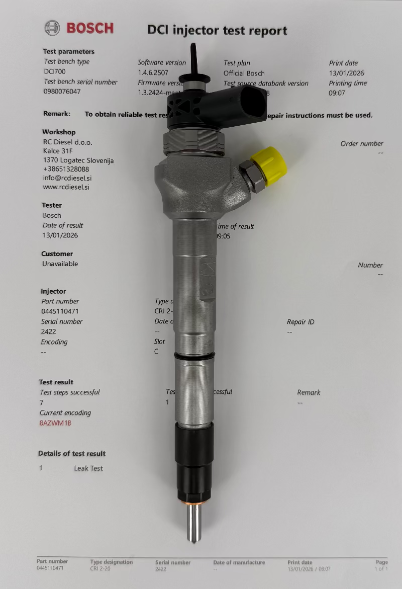 ⚒ OBNOVLJEN injektor 0445110471, 0445110470, 04L130277C, 04L130277AE, 04L130277K BOSCH za 🚘 VW, AUDI, SEAT, SKODA 2.0 TDI. ☎ +38651328088 ✍ info@rcdiesel.si.