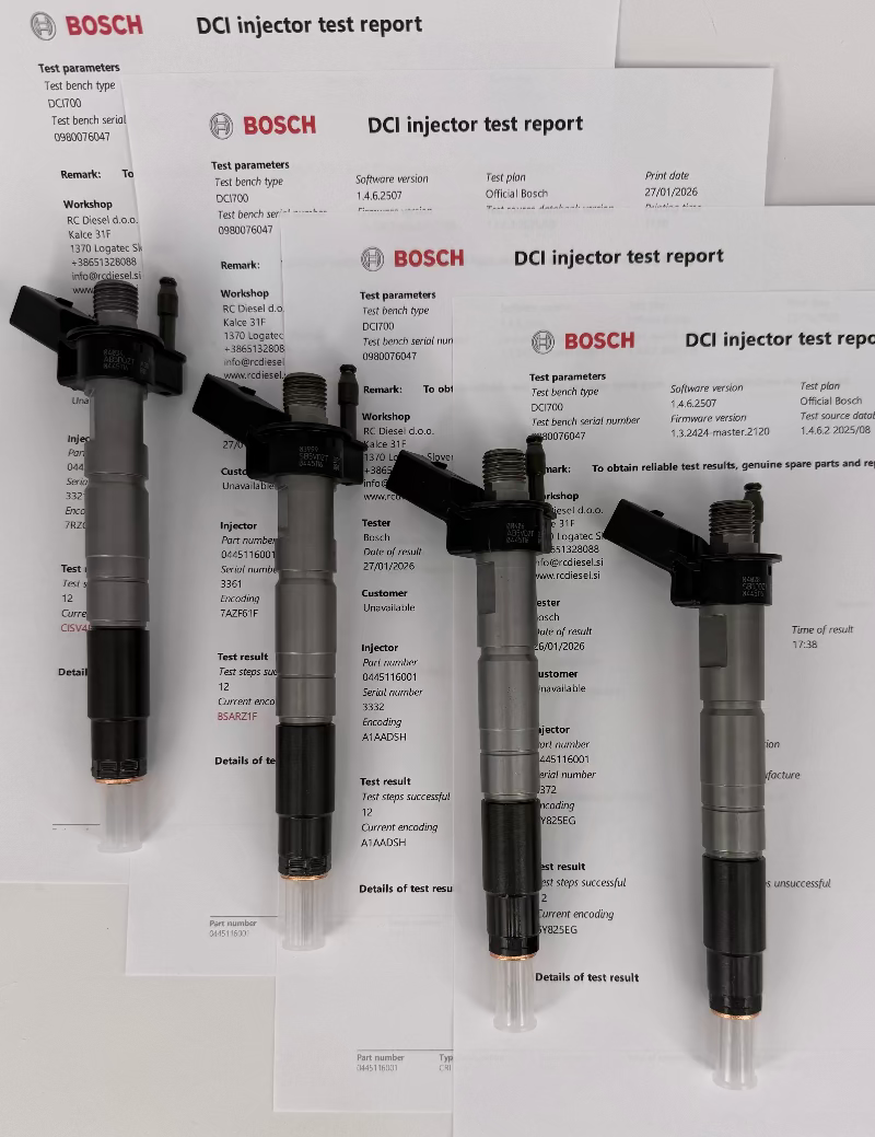 🔧 POPRAVLJEN 0445116001, 13537797878, 13537797877 BOSCH injektor (KOMPLET x 4 kosa) za 🚙 BMW. Vzdrževanje šob, črpalk za osebna in tovorna vozila.📱 +386 51328088.