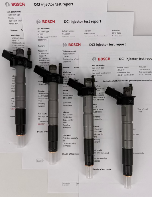 🔧 POPRAVLJEN 0445116001, 13537797878, 13537797877 BOSCH injektor (KOMPLET x 4 kosa) za 🚙 BMW. Vzdrževanje šob, črpalk za osebna in tovorna vozila.📱 +386 51328088.