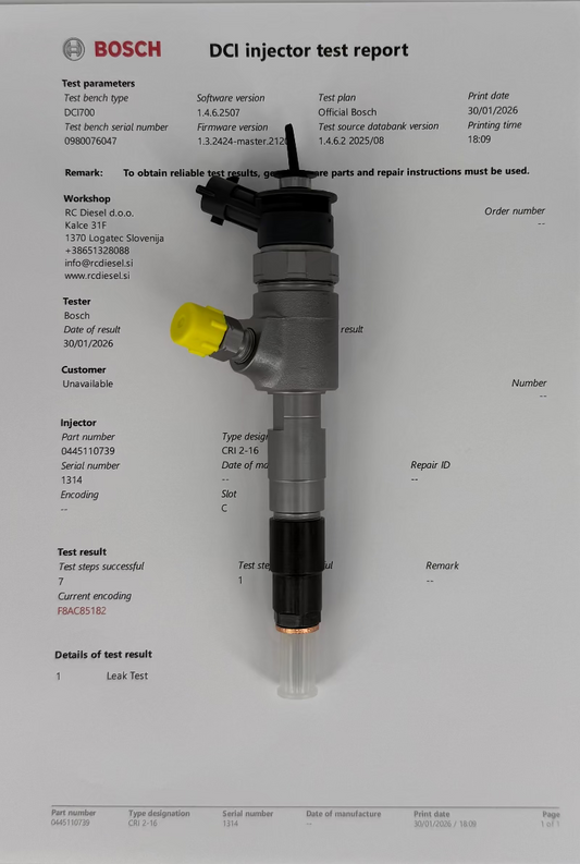 ⚒ OBNOVLJEN injektor 0445110739, 0445110340, 0986435203 BOSCH za Citroen/Peugeot/Ford. Testiranje, popravilo in kodiranje injektorjev. Pokliči +386 51328088.