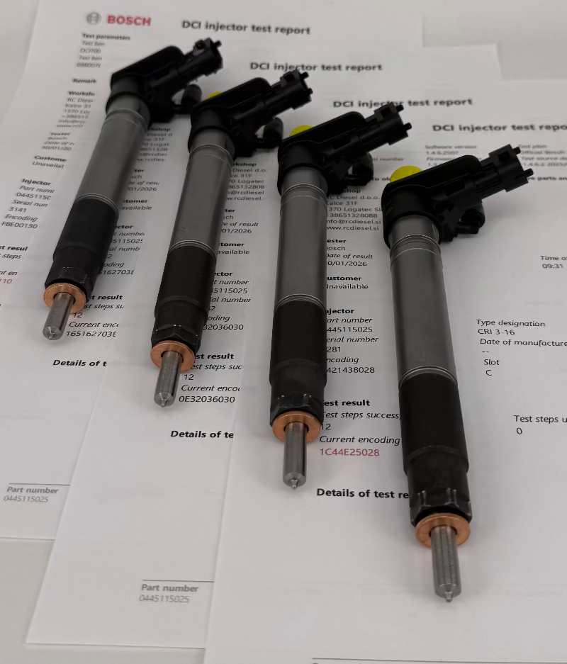 ⚒ Popravljeni 0445115025, 96592288, 0986435450, 1509239, 1980J8 BOSCH injektor 🚙 PSA (KOMPLET x 4 k). Pokliči in naroči 👉 +386 51 328 088 / info@rcdiesel.si
