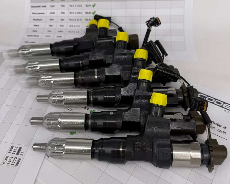 OBNOVLJEN 095000-6590, 095000-6593, 23670-E0010 DENSO injektor (KOMPLET x 6 k.), HINO motor, za 🚜 🚛 vsestranska tovorna vozila, bager, vlačilci. Pokliči +386 51 328088.