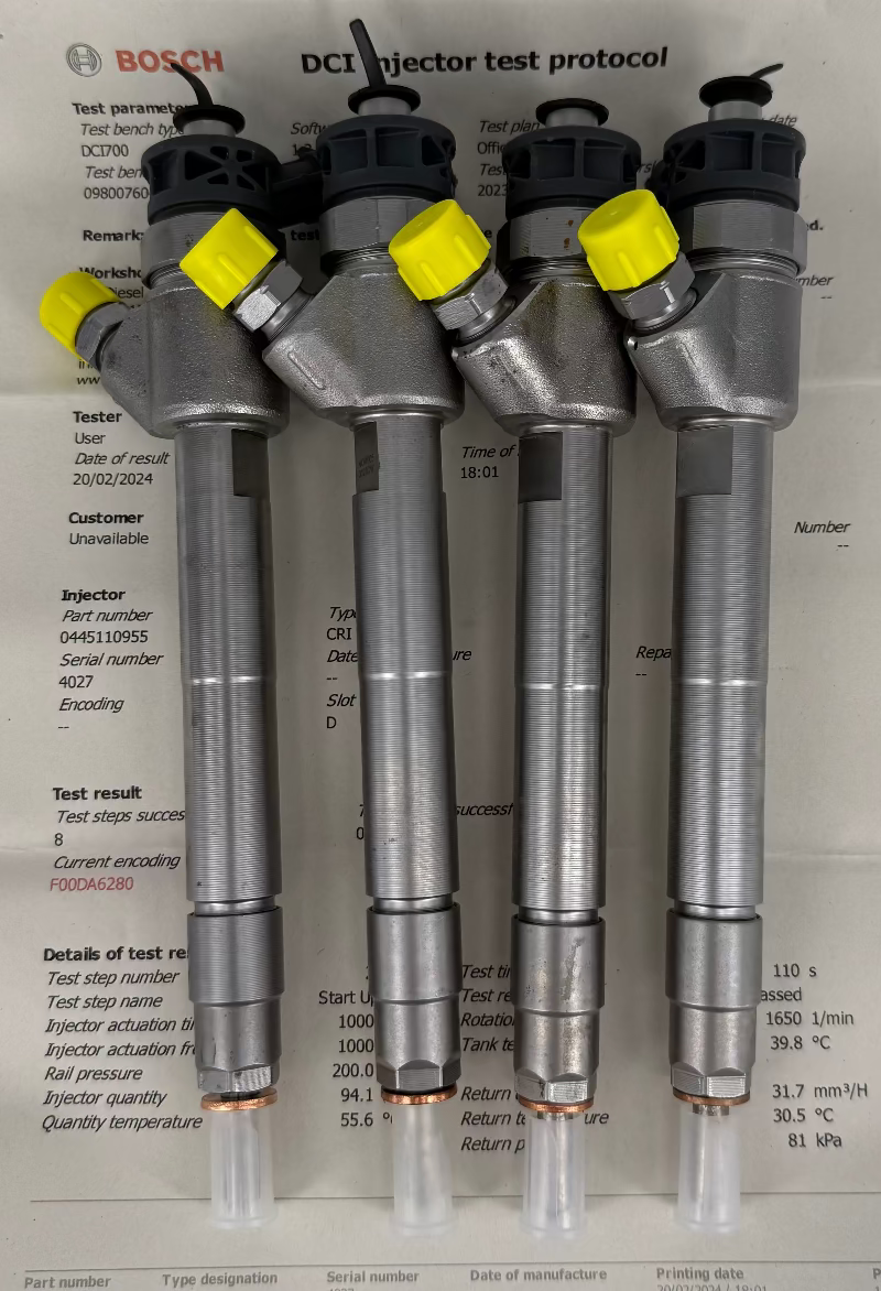 ⚒ OBNOVLJEN injektor 0445110955, 9628959880 BOSCH 🚙 CITROEN, PEUGEOT (KOMPLET x 4k.) Pokliči +386 51328088/ info@rcdiesel.si