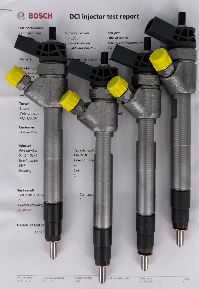 ⚒ POPRAVLJEN 0445110574, 0986435286, 0445110573 BOSCH injektor 🚐 Mercedes VITO (KOMPLET x 4 k.). Testiranje, popravilo, kodiranje injektorjev, črpalk. Pokliči +386 51 328088.