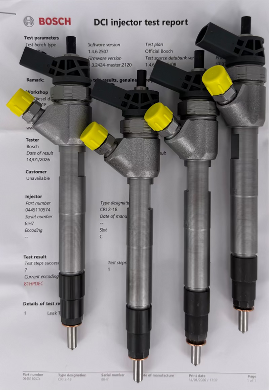 ⚒ POPRAVLJEN 0445110574, 0986435286, 0445110573 BOSCH injektor 🚐 Mercedes VITO (KOMPLET x 4 k.). Testiranje, popravilo, kodiranje injektorjev, črpalk. Pokliči +386 51 328088.