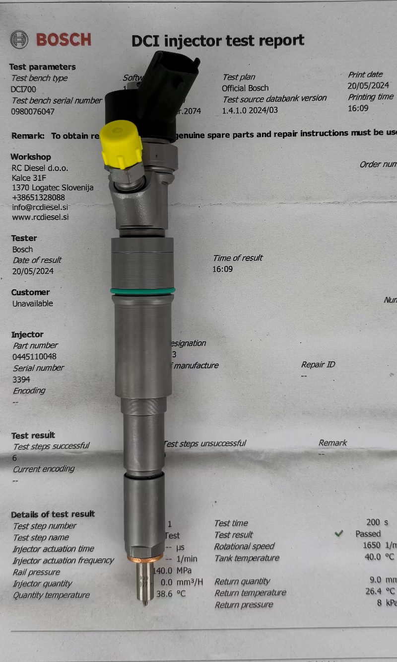 ⚒ POPRAVLJEN 0445110048, 0445110040, 0986435094 BOSCH injektor za 🚘 BMW. Servisiranje injektorjev in črpalk +386 51328088/ info@rcdiesel.si.