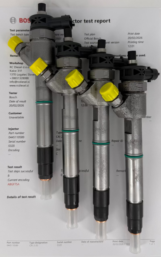🔧 OBNOVLJEN 0445110589, 0445110588, 338002A610 BOSCH injektor (KOMPLET x 4 k.) za 🚘 HYUNDAI. Vzdrževanje injektorjev in črpalk +386 51 328 088/ info@rcdiesel.si.