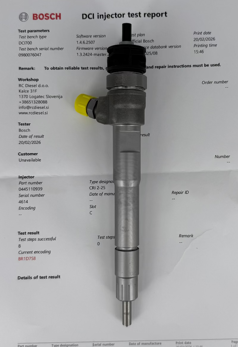 🔧 OBNOVLJEN 0445110939/ 166007383R BOSCH injektor za 🚙 RENAULT, NISSAN, FIAT. Naroči servisiranje injektorjev/ črpalke +386 51 328088.
