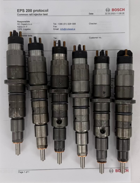 🔧 Obnovljena dizelska šoba 0445120125, 0986435560, 0445120236, 0445120029, 0986435522 BOSCH (KOMPLET x 6 kos.) z novimi vložkami, ventilami. Motor CUMMINS.📱+38651328088.