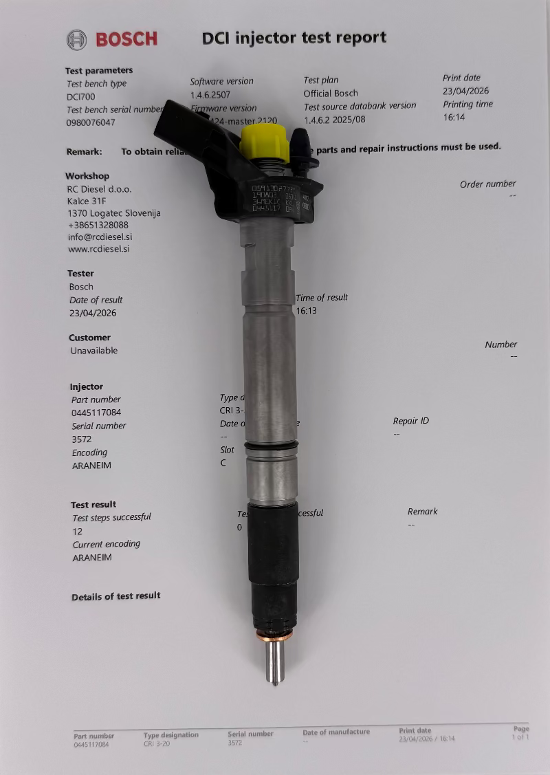 🔧 BOSCH injektor 0445117084, 0445117083, 0445117067, 0445117041, 0445117042, 059130277ED, 059130277CR, 0986435441 za 🚘 AUDI OBNOVLJEN. Naroči +386 51328088.